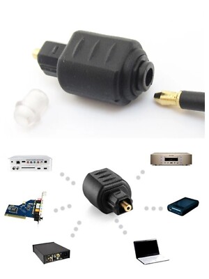 1pc Fiber Optic Adaptor Black Gold Plated Toslink to 3.5mm Female Jack Adapter 