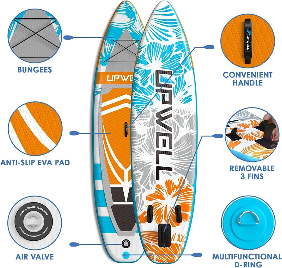 Tabla de remo inflable de pie de 10’6”x 32”x 6” con accesorios de SUP Foto 2 de 4