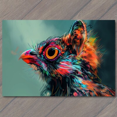 Art Print Cat Bird Hybrid Animal Weird Strange Funny Cute Colorful Beak Merge