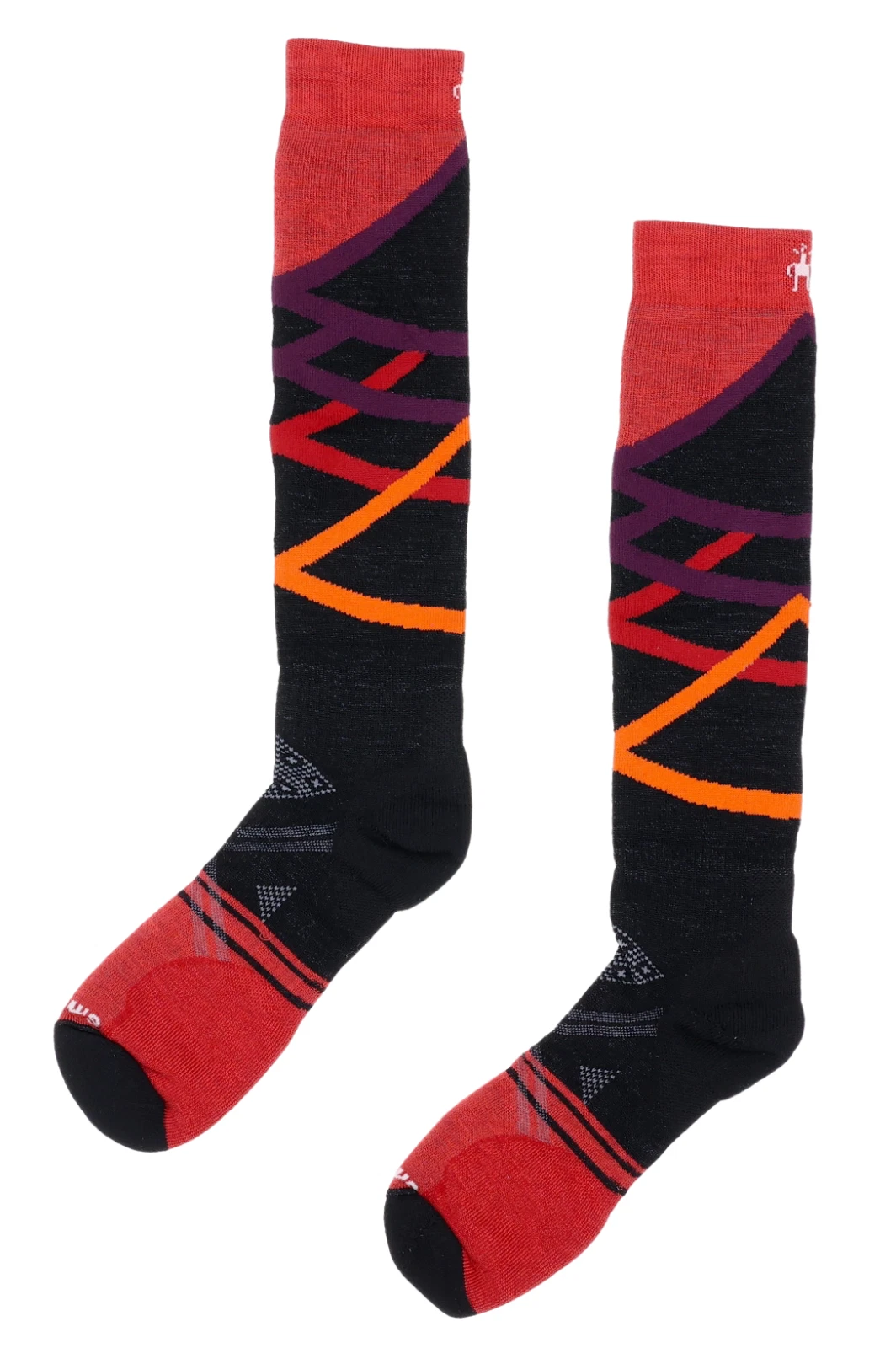 Smartwool L13557 Womens Black/Red Ski Full Cushion Over The Calf Socks Size L