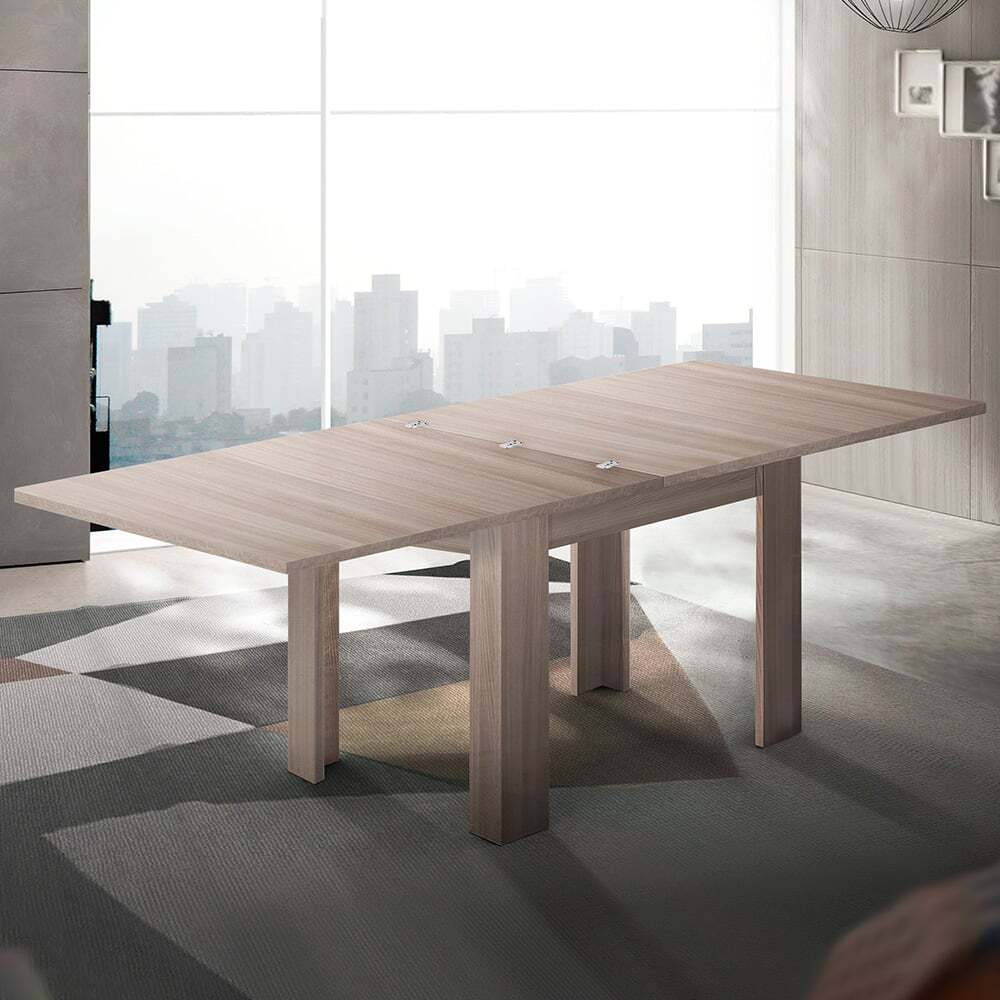 Mesa de comedor de madera extensible apertura en forma de libro 90-180 x 90 cm J