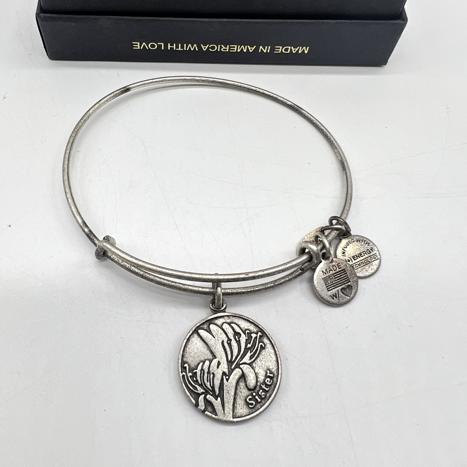 Alex and Ani Sister Charm Bangle Bracelet W Box
