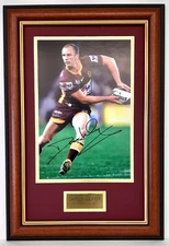 Darren Lockyer Signed Action Photo Framed Brisbane Broncos Legend Memorabilia