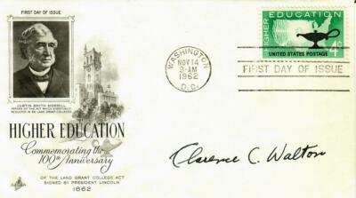 RARE!!  Columbia University President'' Dr Clarence C. Walton Hand FDC Dated 1962