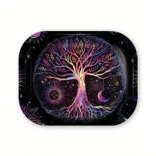 Moon and Sun Light of Tree Artistic Metal Rolling Tray Type-B THB-43 - Picture 1 of 2