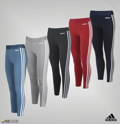 adidas red 3 stripe leggings