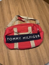 Unisex VTG 90's Tommy Hilfiger Big Logo Canvas Duffel Gym Bag
