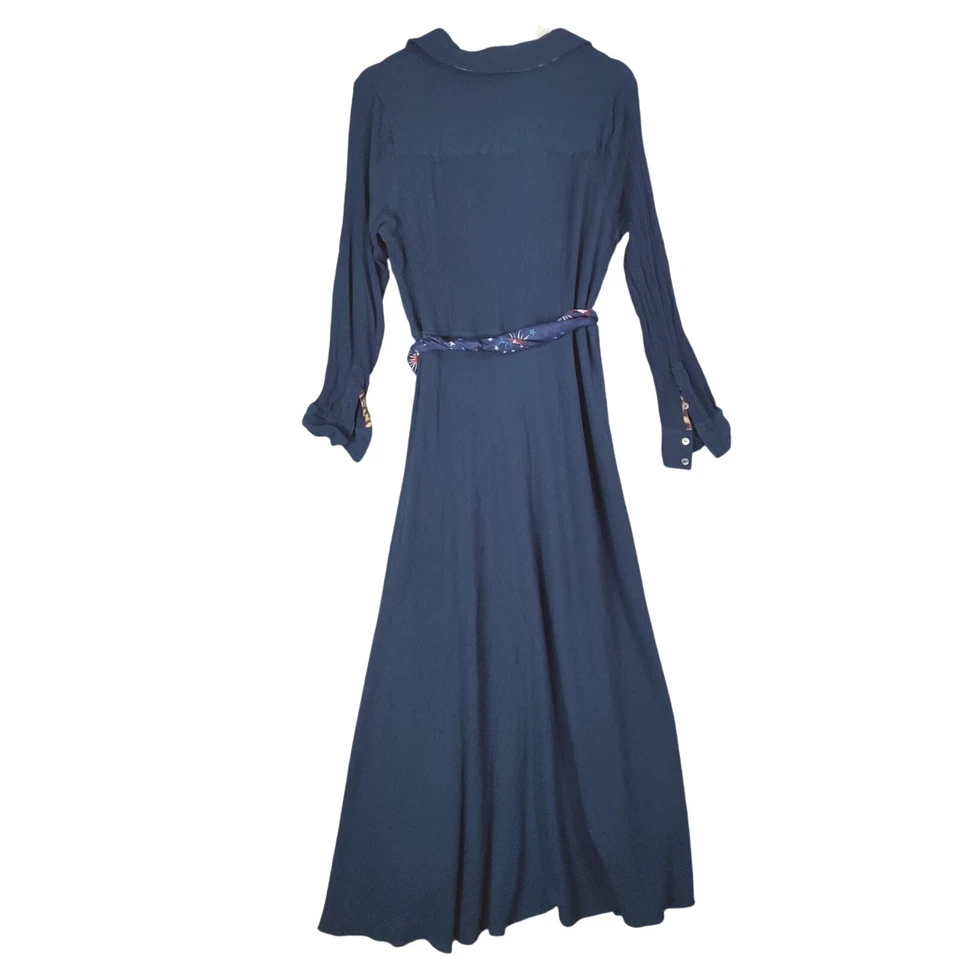 Maxi Vestido Suave Surroundings Aireado Plisado Modesto Capa Náutica Cinturón Mujer L Foto 2 de 4