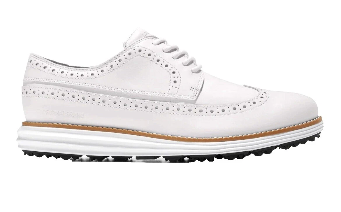 Parte superior de cuero blanco Zapatos de golf para hombres