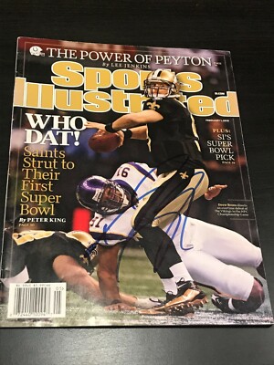 DREW BREES SIGNED AUTOGRAPH SPORTS ILLUSTRATED NEW ORLEANS SAINTS COA AUTO NY E