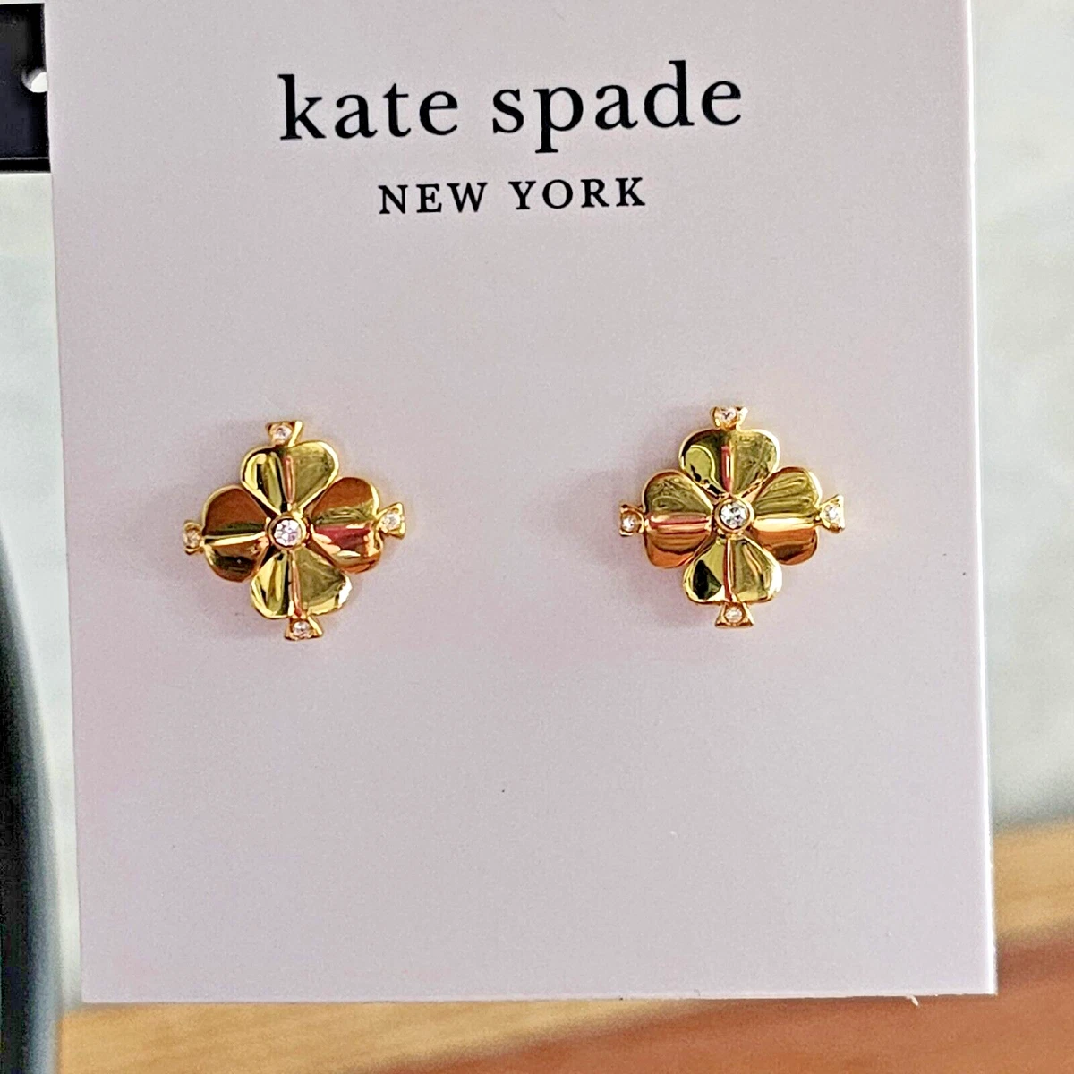 kate spade Legacy Logo Spade Flower Stud Earrings Crystal gold