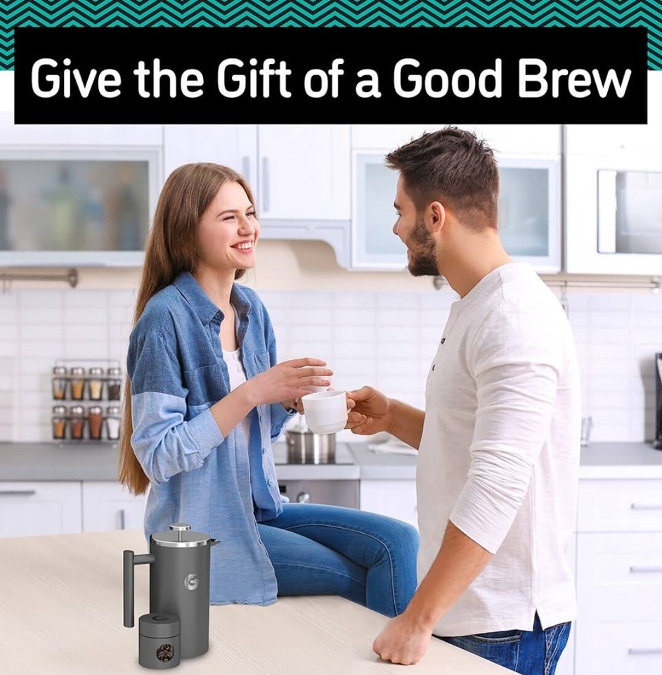 Coffee Gator French Press Maker Insulated Stainless Steel Manual Dark