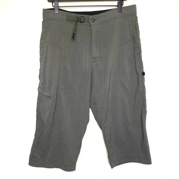 Prana Wide Leg Capri Hiking Pants Olive Green Cropped Cargo Outdoor Size Medium