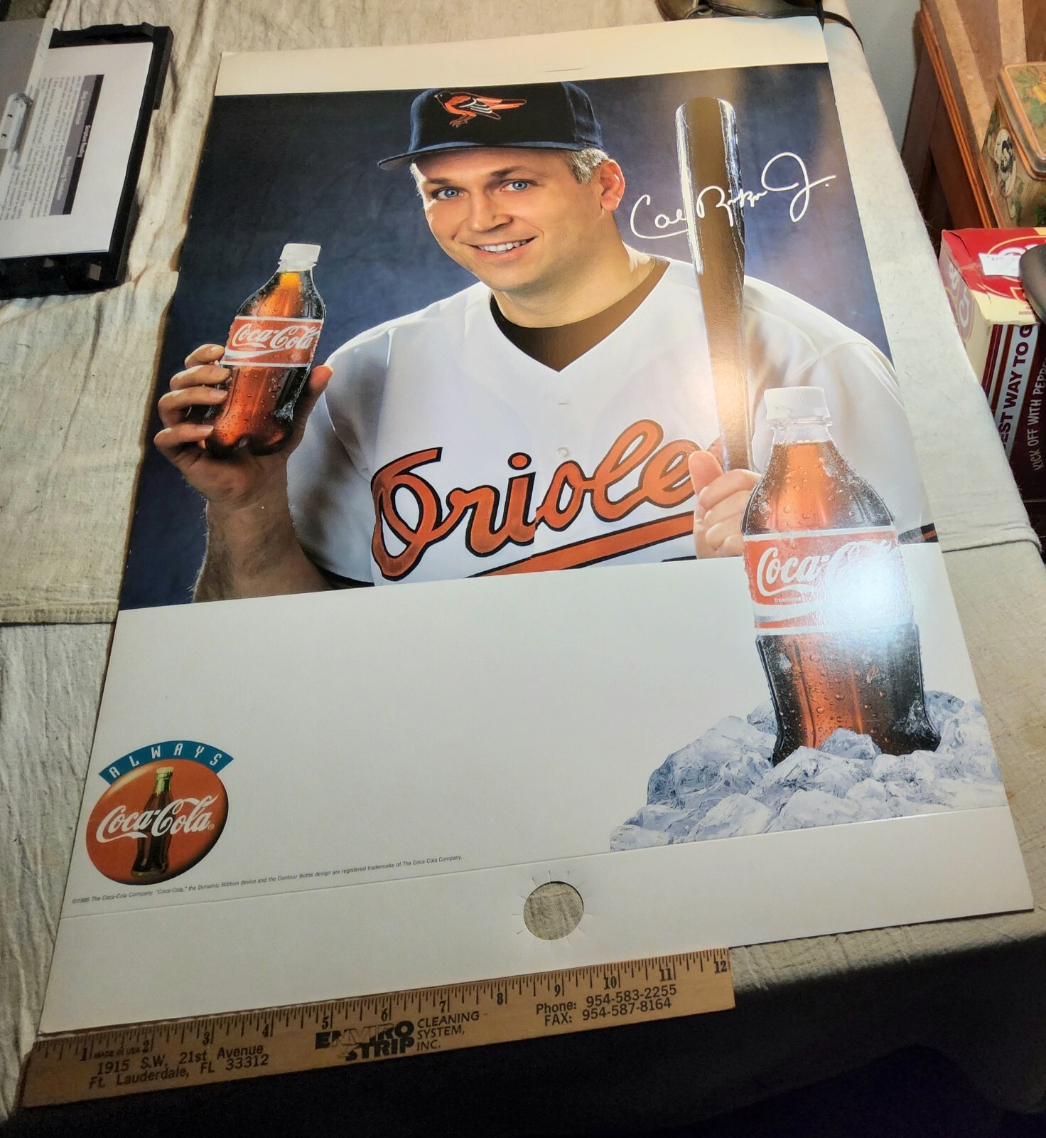1995 CAL RIPKEN JR. BALTIMORE ORIOLES COCA-COLA STORE ADVERTISING ...