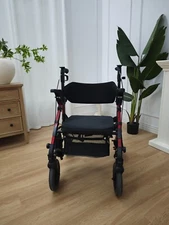 Transport-Wheelchair-Lightweight-Foldable, 2 in 1 Rolling Walker Chair-Used