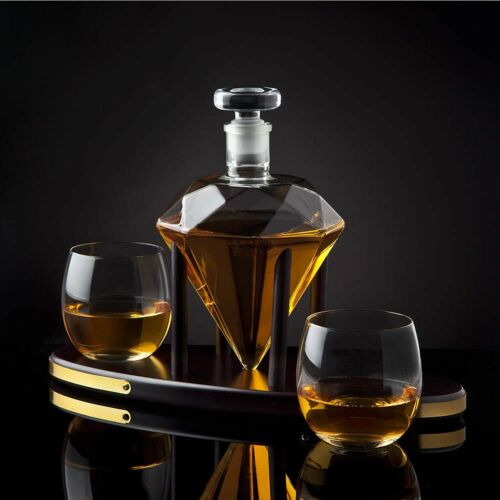Whiskey Decanter Diamond set with 2 Cocktail Whisky Glasses, 850ml - Picture 5 of 5