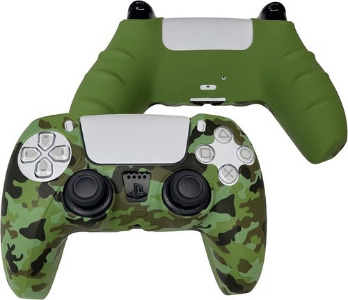 PS5 Controller Skin | Silicone Protector Cover Skin - Camo Green + 8 Grip Caps - Picture 2 of 4