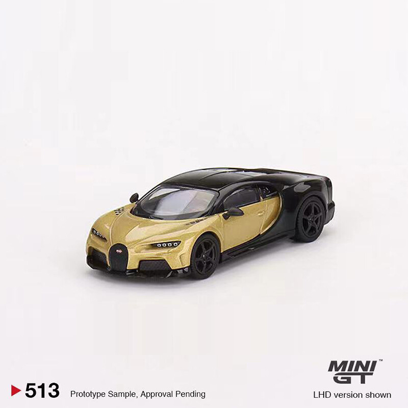 MINIGT 1:64 Alloy Model Car Bugatti Chiron Die-Cast Sport Vehicle Gold #513 LHD