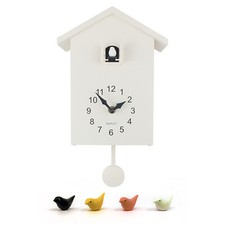 Walplus White Minimalist Cuckoo Clock - White Window with changeable 4 birds
