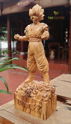 Goku Anime Dragon Ball Z Akira Toriyama Saiyan Statue Sculpture Wooden