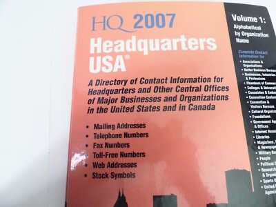 HQ 2007 Headquarters Vol 2 Contact Information Major Businesses and Organization