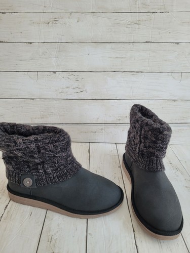MUK LUKS BOOTS SIZE 8 BLACK AND GREY 