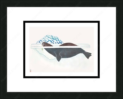 Walrus In Pressure Ice, 1989 by Kananginak Pootoogook, Inuit Art Card