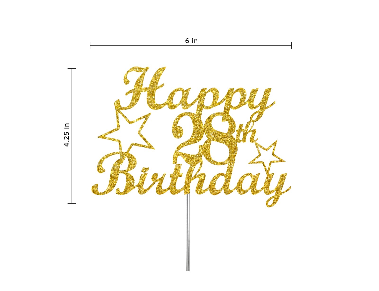 28th Birthday Cake Topper (20 COLORS Double Side Glitter ) Birthday