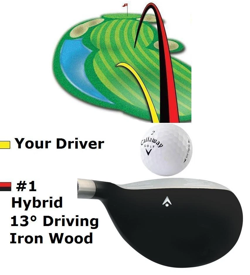 #1 DRIVING ONE IRONWOOD HYBRID LONG DRIVER ANTI-SLICE GOLF CLUB MENS STIFF STEEL - Image 2 of 4