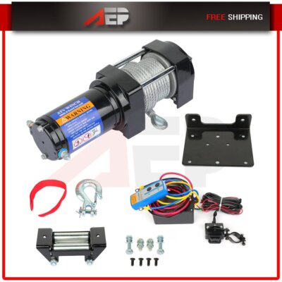 4000LB 12V Electric Recovery Winch Wireless Remote For Trailer Truck SUV
