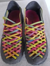 Adesso Stretch Pull On Trainers Shoes Uk 6 Grey Multicolour Elastic Lightweight