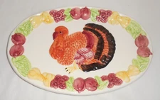 TURKEY Small Oval Serving Dish Platter 11x7.25" Ceramic Raised - NIB Unbranded 