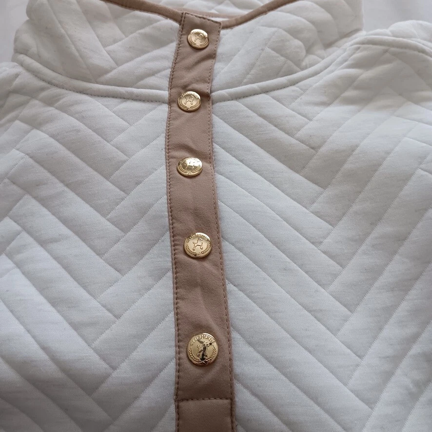 Isaac Mizrahi Quilted Plush Knit Half Snap Pullover - White (Sz 2X) a634845 - Image 2 of 4