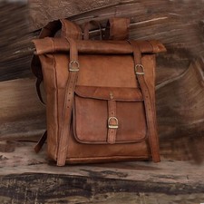 Tasche Leder Rucksack Backpack Braun Neu Reise Laptop Vintage Herren Handarbeit