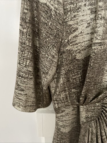 $69.99 Connected Apparel silver/taupe/brown Faux Wrap Dress S/S 10P - NEW Tg - Picture 9 of 12