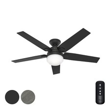Hunter Fan 52in Matte Black Indoor Ceiling Fan with Light and Remote Control