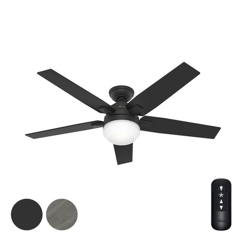 Hunter Fan 52in Matte Black Indoor Ceiling Fan with Light and Remote Control