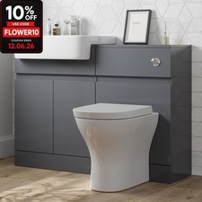 Avox Bathroom Toilet WC Basin Sink Vanity Unit Combination Grey Gloss 600mm