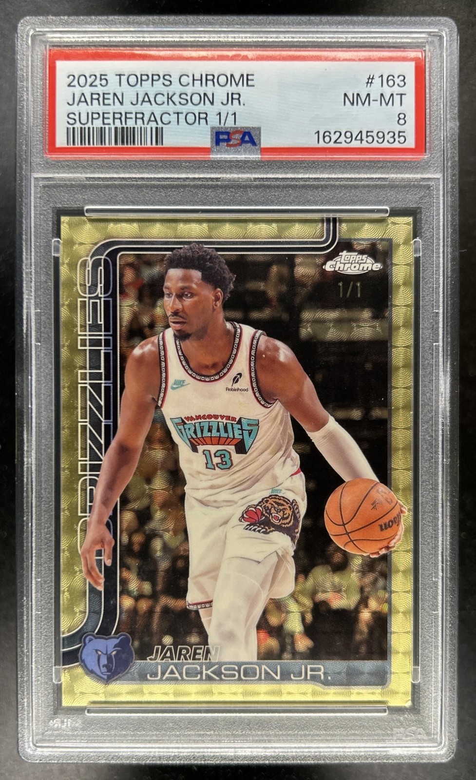 2025-26 Topps Chrome Jaren Jackson Jr. SuperFractor #1/1 Grizzlies PSA 8 view 1
