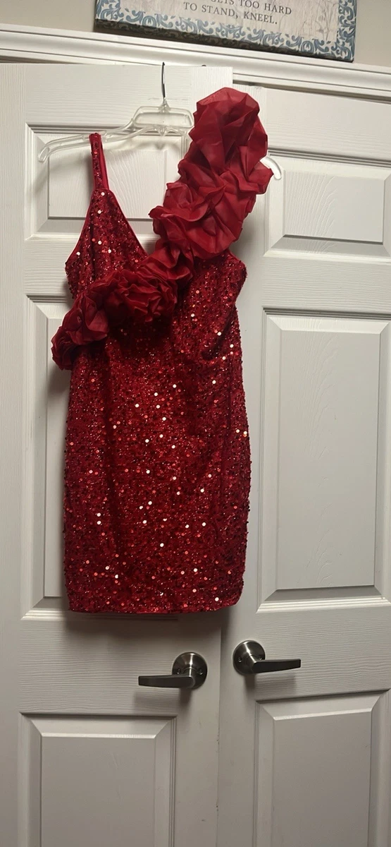 deep v neck one shoulder sequins decorated evening dress One Shoulder Sequin Dress With Side Ruching main image 1