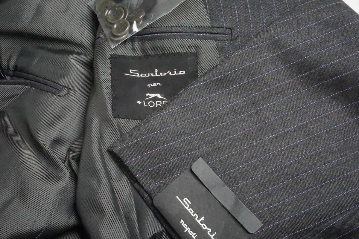 Sartorio Napoli Gray Blue Striped Cashmere Blend 2Pc Suit Jacket