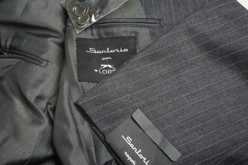 Sartorio Napoli Gray Blue Striped Cashmere Blend 2Pc Suit Jacket