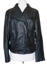Badgley Mischka Womens Black Leather Moto Jacket L
