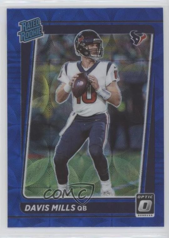 2021 Panini Donruss Optic Rated Blue Scope Prizm Davis Mills #222 Rookie RC 17qq