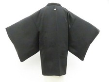 JAPANESE KIMONO BLACK HAORI COAT BLACK 80cm 2 ft 7 in PURE SILK AA7934