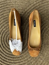 Nine West Saruh Tan Suede Block Heel Loafer Trad Holiday Equestrian Old Money