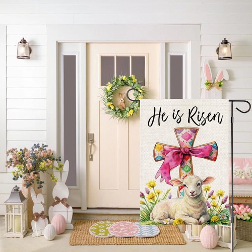 He is Risen Easter Christian Decorative Garden Flag 12x18 Inch Double Sided O... - Picture 3 of 7