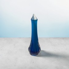 Vintage 1950s Murano Somerso Blue Glass Bud Vase. Rare