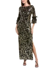 Adrianna Papell Sequin Embroidered Gown Women's Black 8