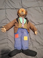 Vintage 1950s Emmett Kelly Weary Willie Clown Doll Green Tag NO HAT.